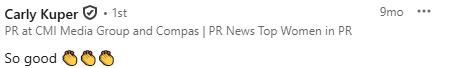 Carly Kuper LinkedIn comment