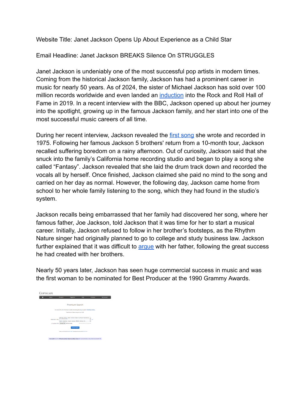 Janet Jackson article